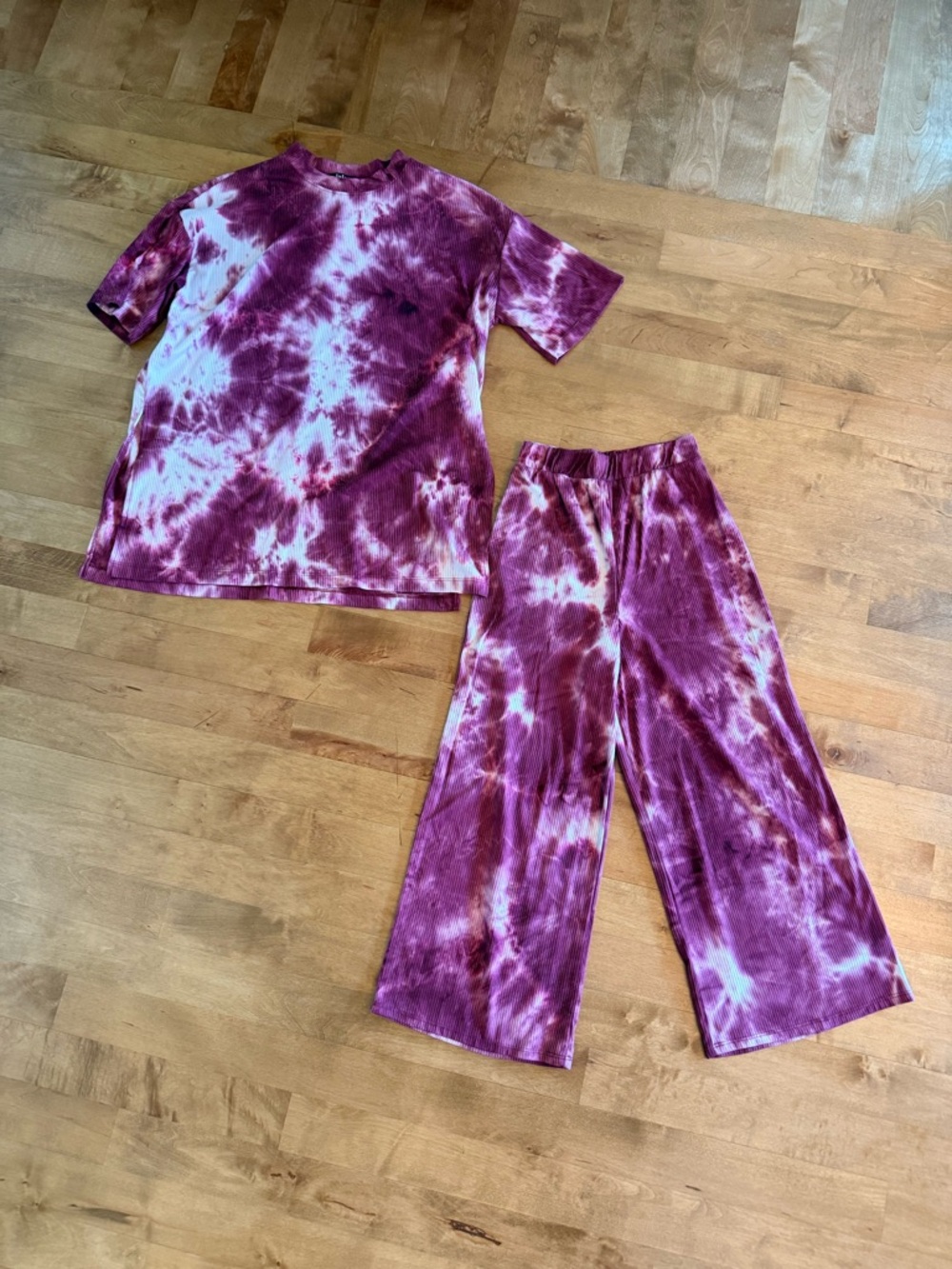 Dressed in LALA Pinkish Tie-Dye Pantsuit Set, Women’s Small
